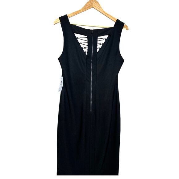 Bisou Bisou Sleeveless Black Sheath Criss-Cross V-Neck Dress Sz 12 New with tags - Picture 2 of 11